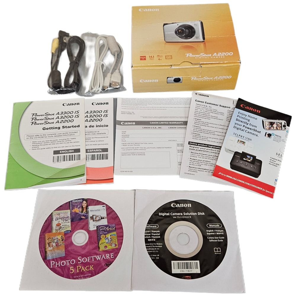 Canon Power Shot A2200 Digital Camera Box &‎ Accessories Only NO CAMERA